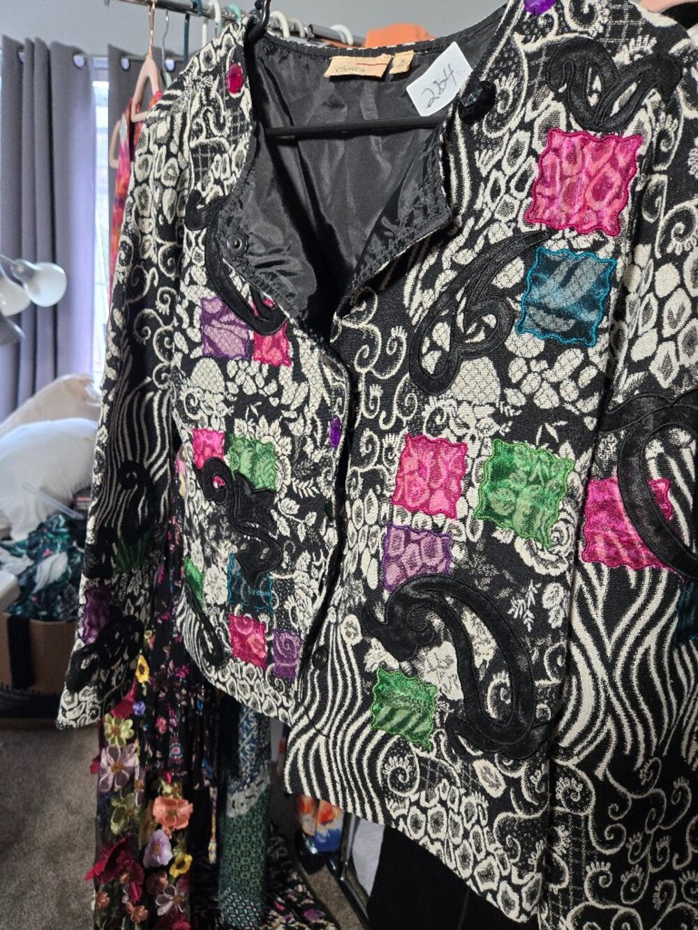 Choices Boho Embroidered Embellished Statement Jacket M